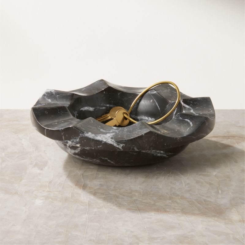 Tabi Black Scalloped Marble Decorative Bowl + Reviews