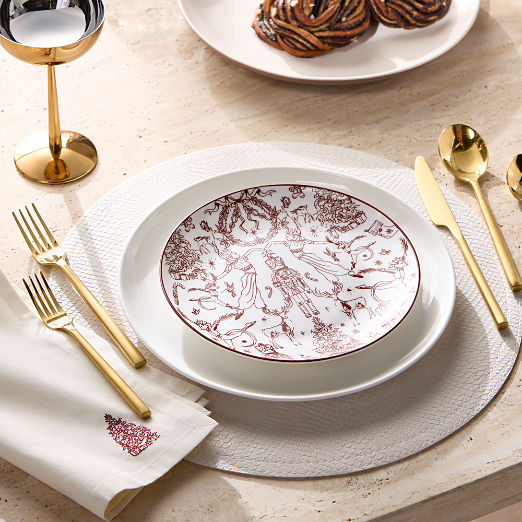 Contact White Ceramic Salad Plates Set of 8
