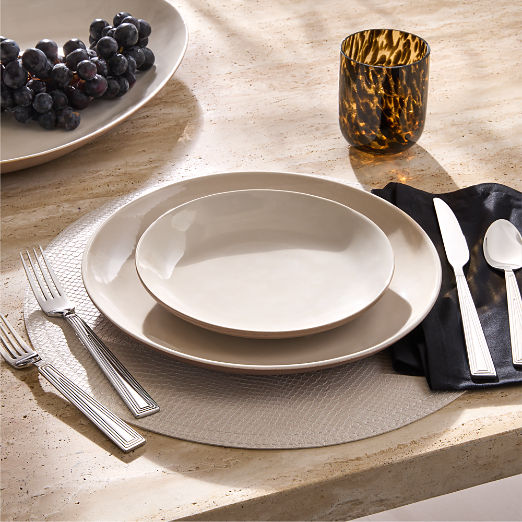 Barchan Brown and Warm White Stoneware Dinner Plates Set of 6 by Kravitz Design