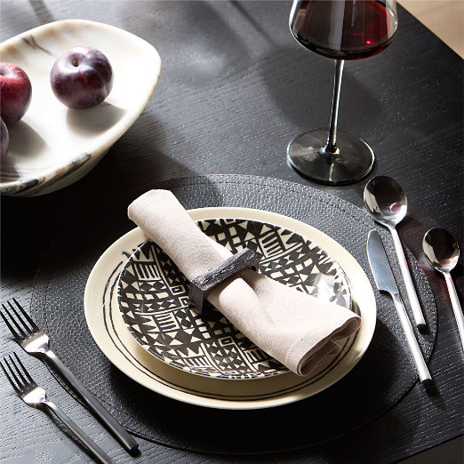 Corvo White and Black Patterned Dinner Plates Set of 6 by Ackerman