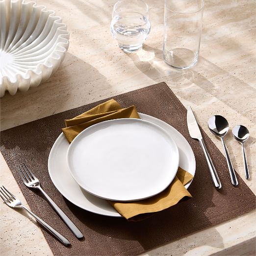 Brown Shagreen Faux-Leather Square Placemat