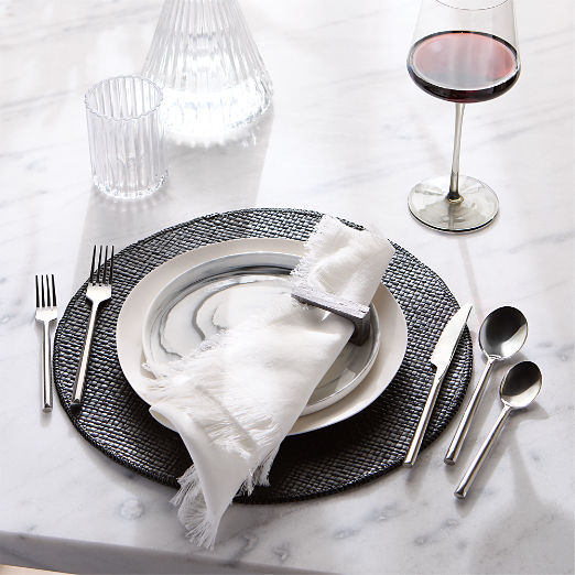 Pebble White Melamine Dinner Plates Set of 4