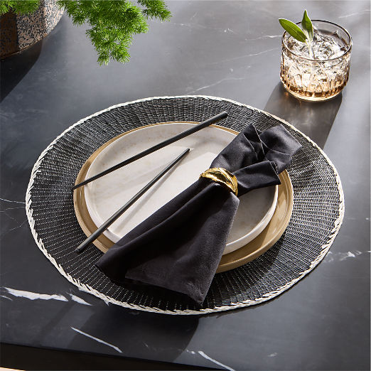Poplin Black Cloth Napkins Set of 8