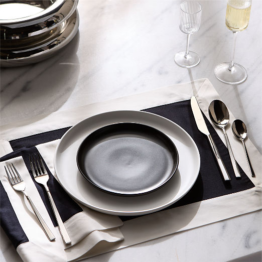 Mara Black with White Bordered Organic Cotton Sateen Napkin