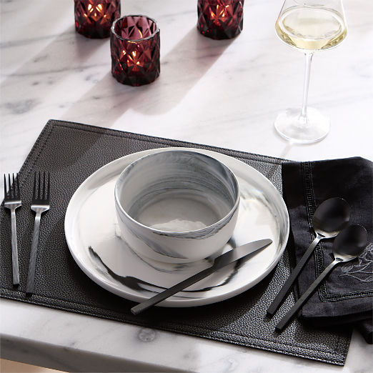 Swirl Black and White Dinner Plates Set of 4 by Jennifer Fisher