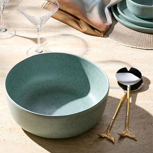 Drift Light Teal Soup Bowls with Reactive Glaze Set of 6