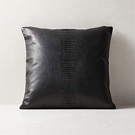 Gray Wool & Leather Accent Pillow - 18x18