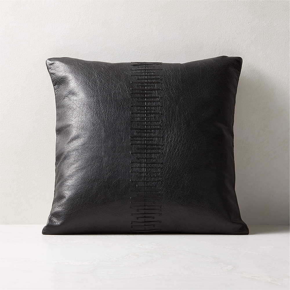 Tack Black Leather Modern Throw Pillow with Down-Alternative Insert 18 +  Reviews