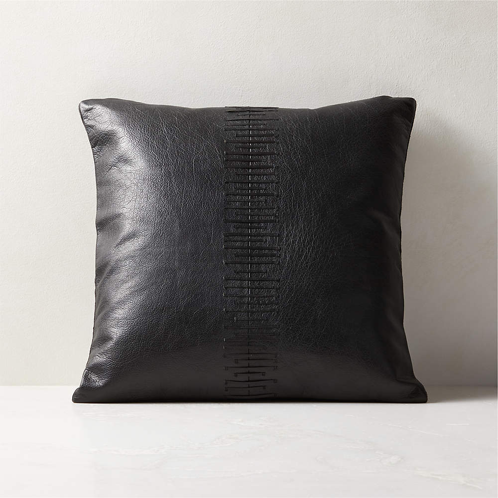 Black faux leather discount pillow