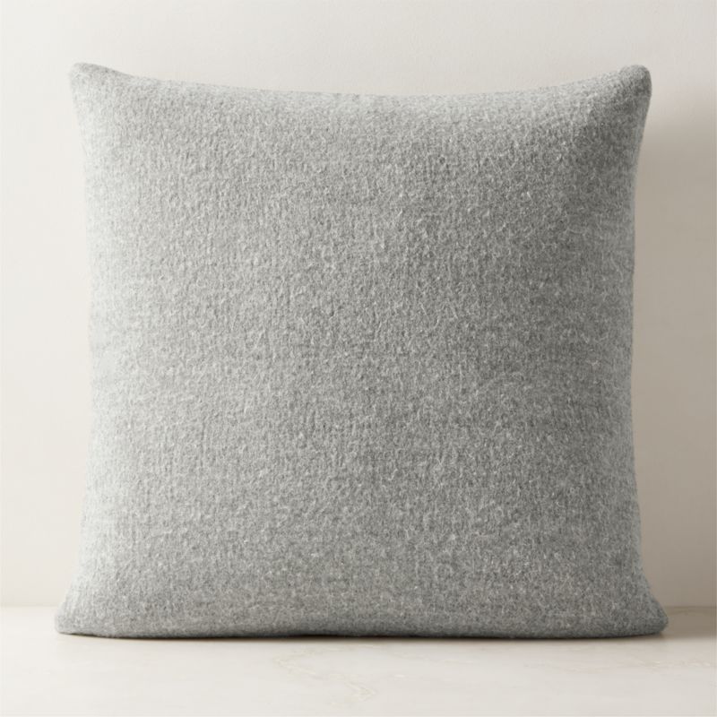 Tadeo Grey Boiled Wool Throw Pillow with Down-Alternative Insert 23" - image 0 of 5