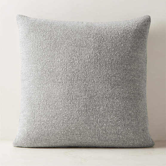 Tadeo Grey Boiled Wool Throw Pillow with Feather-Down Insert 23"