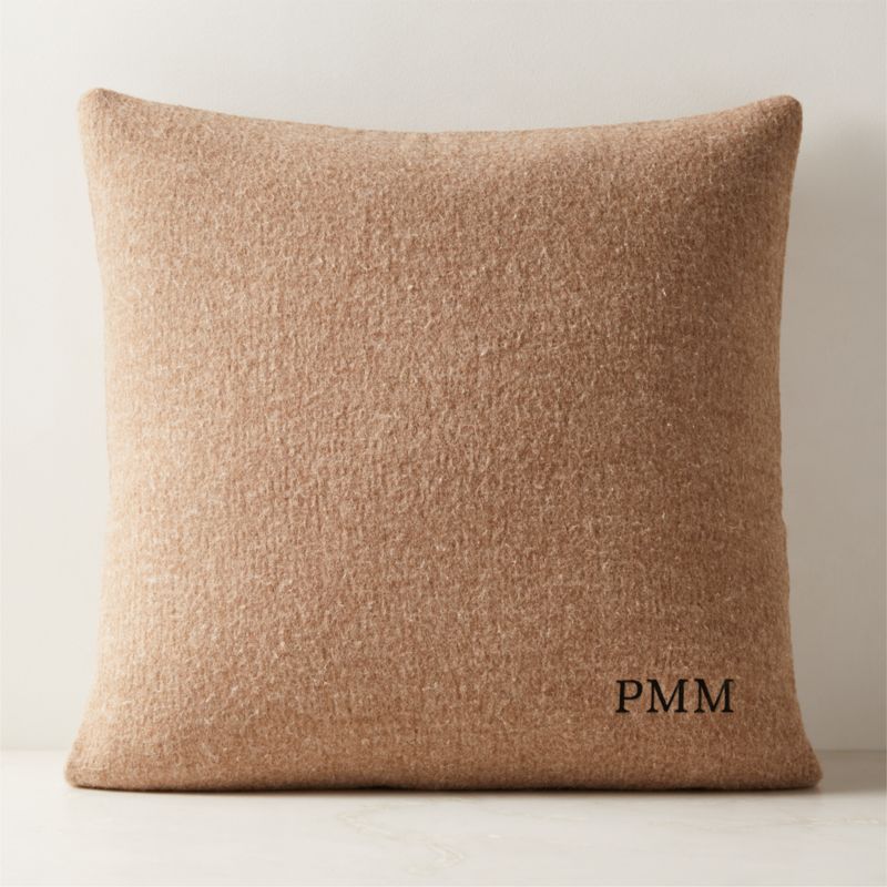 Tadeo Light Brown Boiled Wool Throw Pillow with Down-Alternative Insert 23" - image 1 of 4