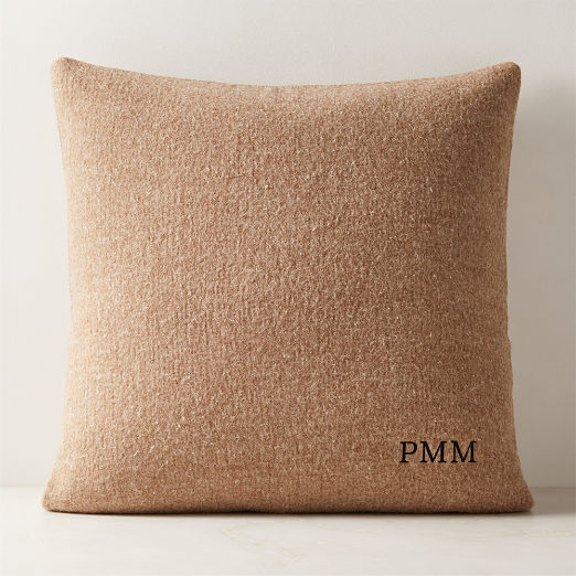 Tadeo Light Brown Boiled Wool Throw Pillow with Feather-Down Insert 23"x23"