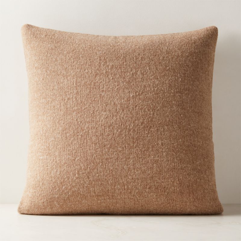 Tadeo Light Brown Boiled Wool Throw Pillow with Down-Alternative Insert 23" - image 0 of 4