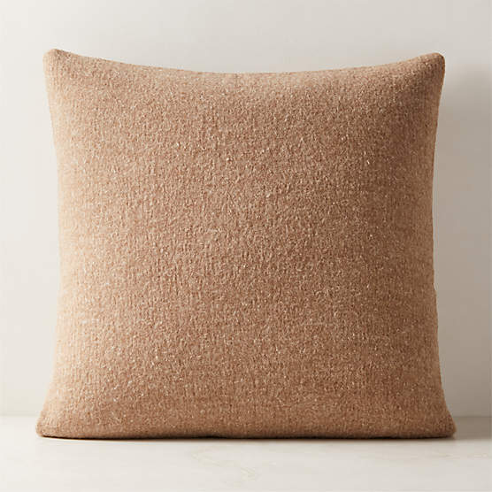 Tadeo Light Brown Boiled Wool Throw Pillow with Feather-Down Insert 23"