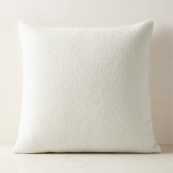 Tadeo Warm White Boiled Wool Throw Pillow with Feather-Down Insert 23"