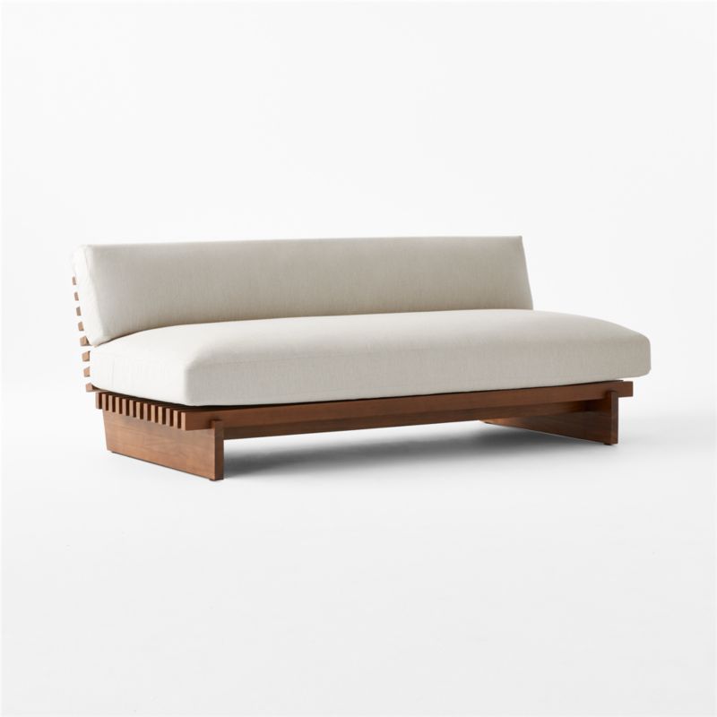 Taiko 76" Stained Teak Outdoor Loveseat With Sunbrella® Cushions - image 7 of 11