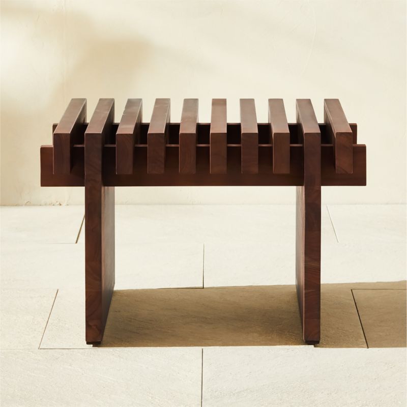 Taiko Stained Teak Outdoor Side Table - image 0 of 9