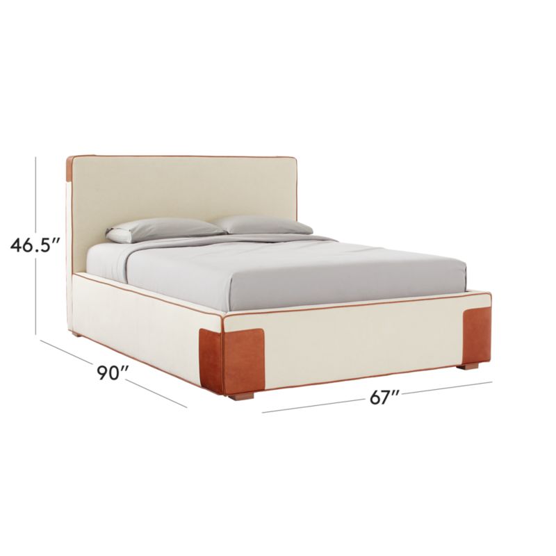 View Tailor Ivory Linen and Leather Queen Bed - image 2 of 9