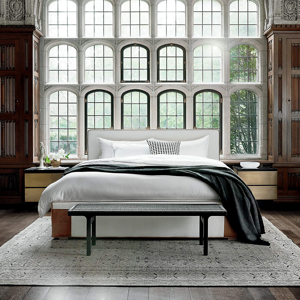 Black leather bedroom store bench