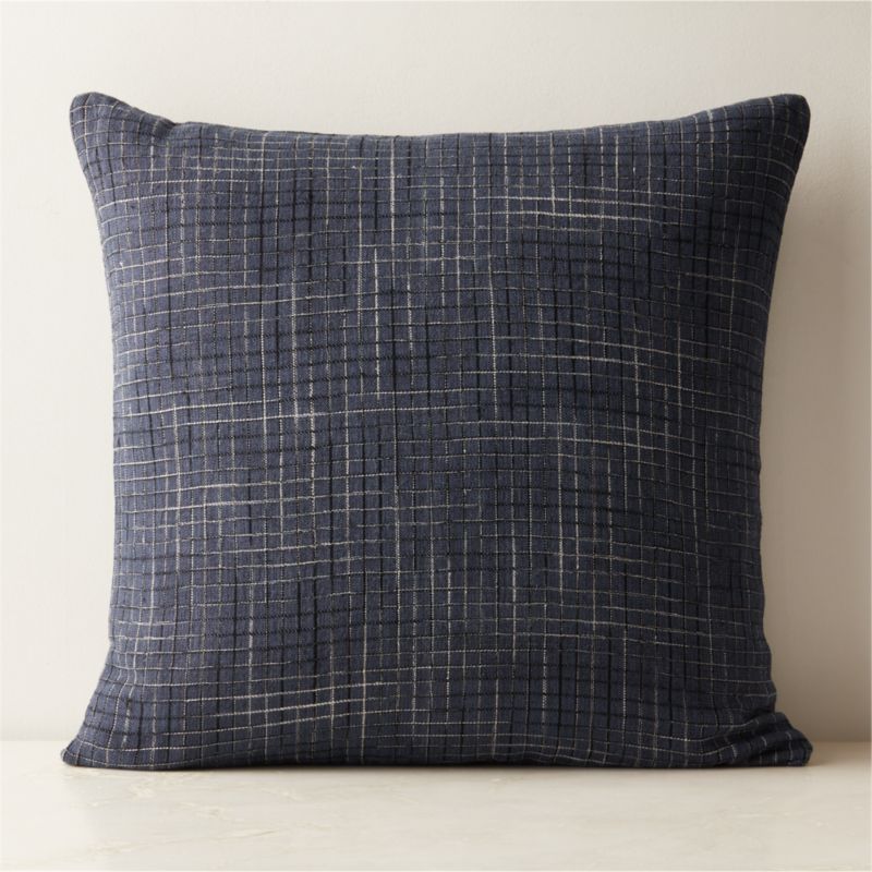 Tal Navy Blue Linen Throw Pillow with Down Alternative Insert 23 Reviews CB2