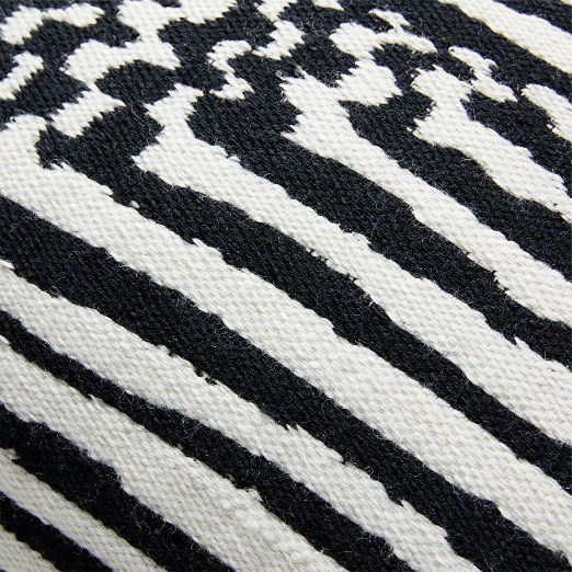 Tala Black and White Wool Throw Pillow with Down-Alternative Insert 23"