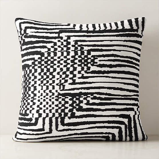 Tala Black and White Wool Throw Pillow with Down-Alternative Insert 23"