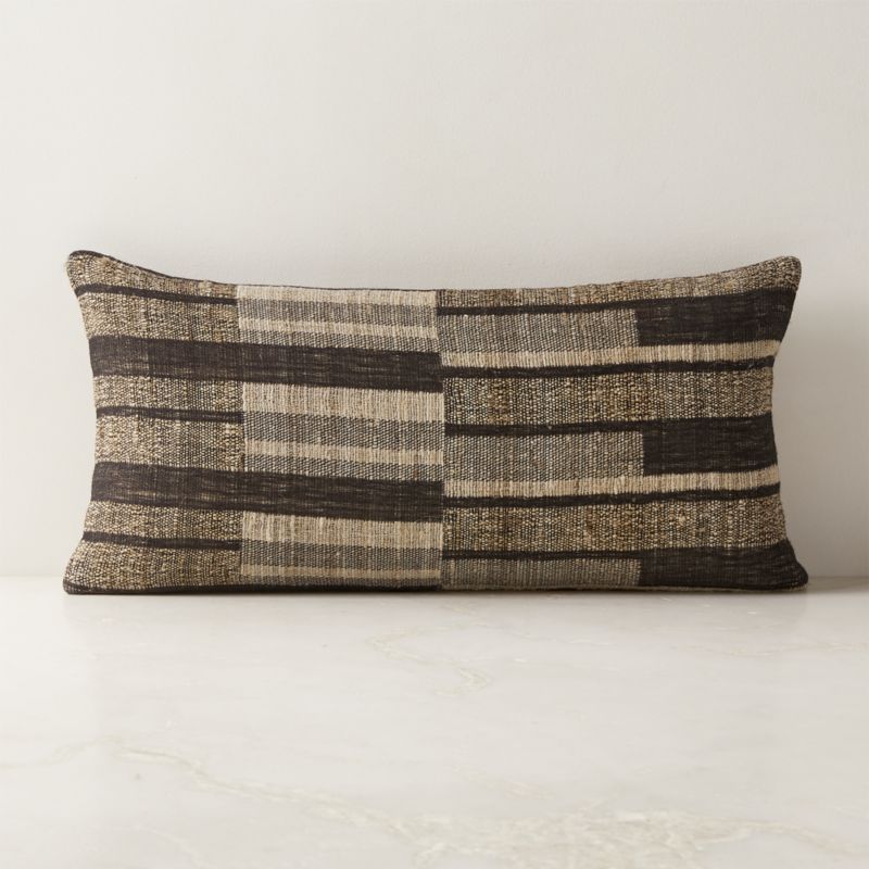 Talita Mink Brown Wool and Silk Lumbar Pillow with Down-Alternative Insert 23"X11" - image 0 of 3