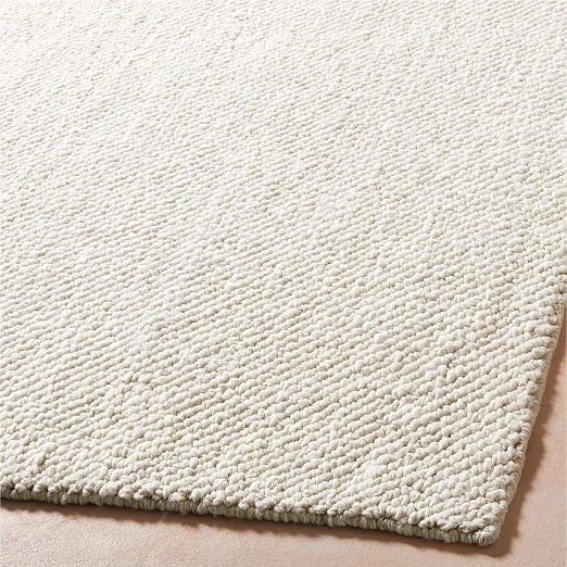 Tama Handwoven Warm White Merino Wool Area Rug 5'x8'