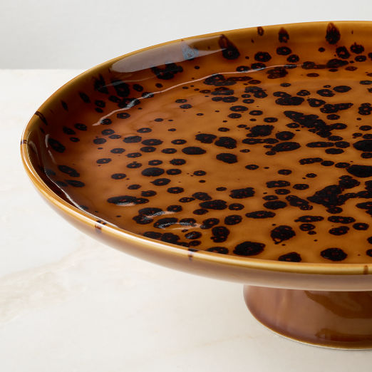 Tara Round Tortoise Stoneware Pedestal Cake Stand