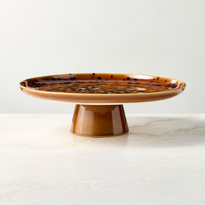 Tara Round Tortoise Stoneware Pedestal Cake Stand - image 2 of 3
