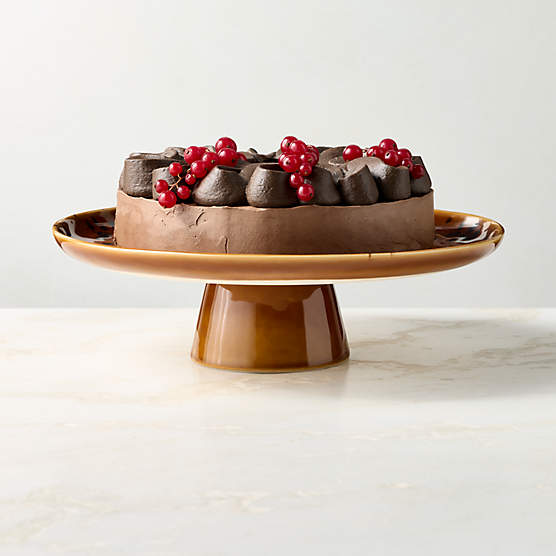 Tara Round Tortoise Stoneware Pedestal Cake Stand
