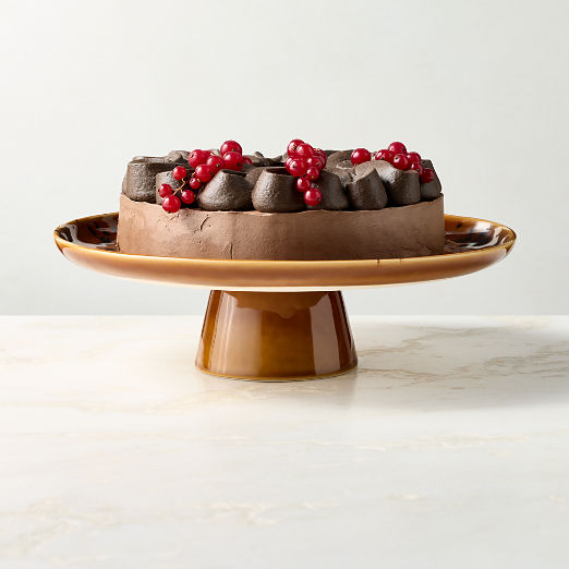 Tara Round Tortoise Stoneware Pedestal Cake Stand