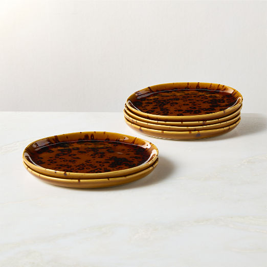 Tara Tortoise Stoneware Appetizer Plates Set of 6