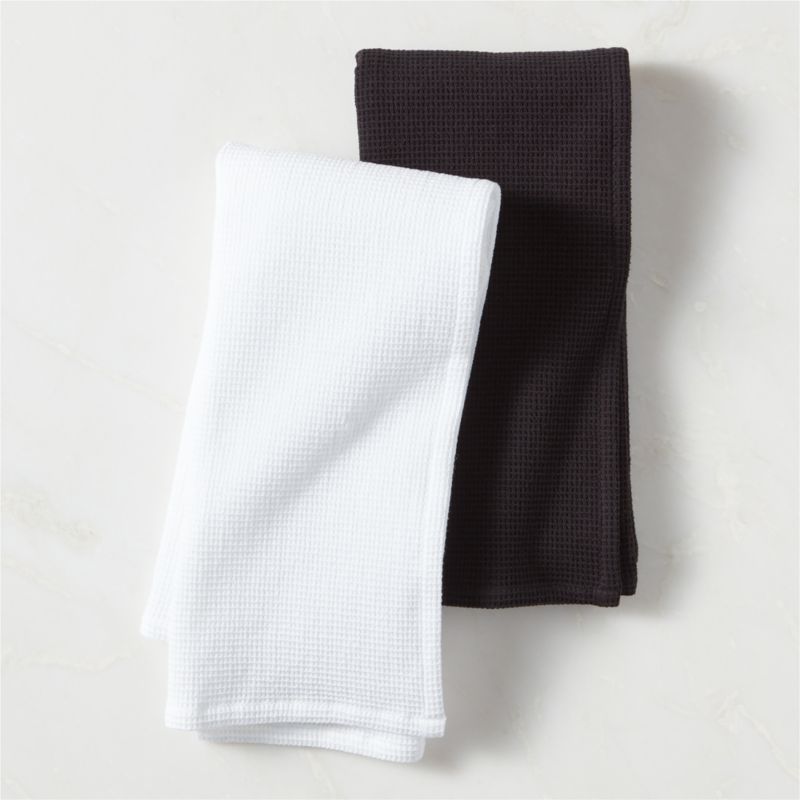 View Tarquin Black and White Mini Waffle Dish Towels Set of 2 details