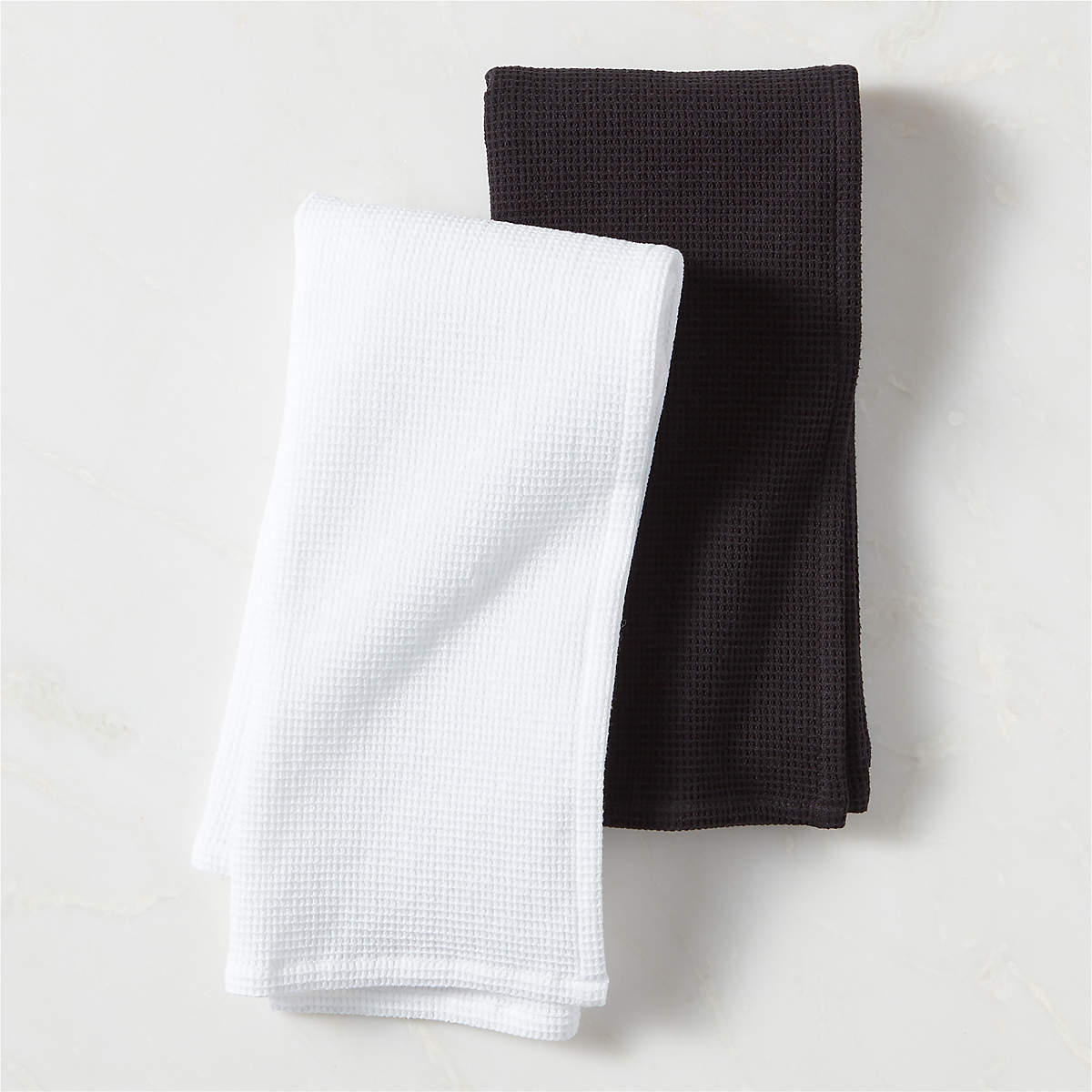 Tarquin Black and White Mini Waffle Dish Towels Set of 2 + Reviews | CB2