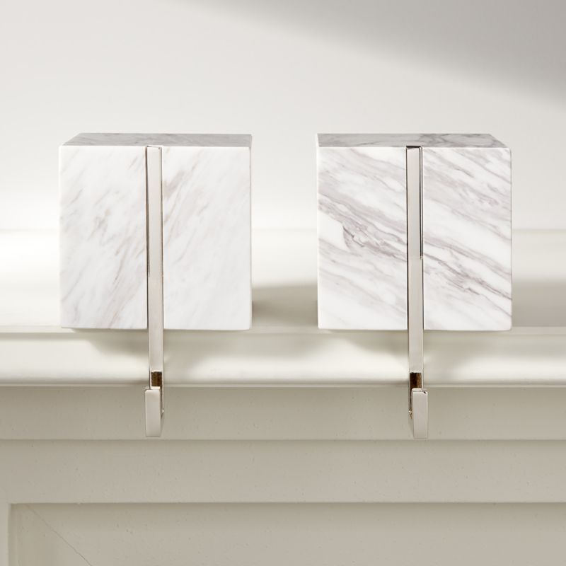 Tasha Square White Marble Christmas Stocking Holder - image 2 of 4