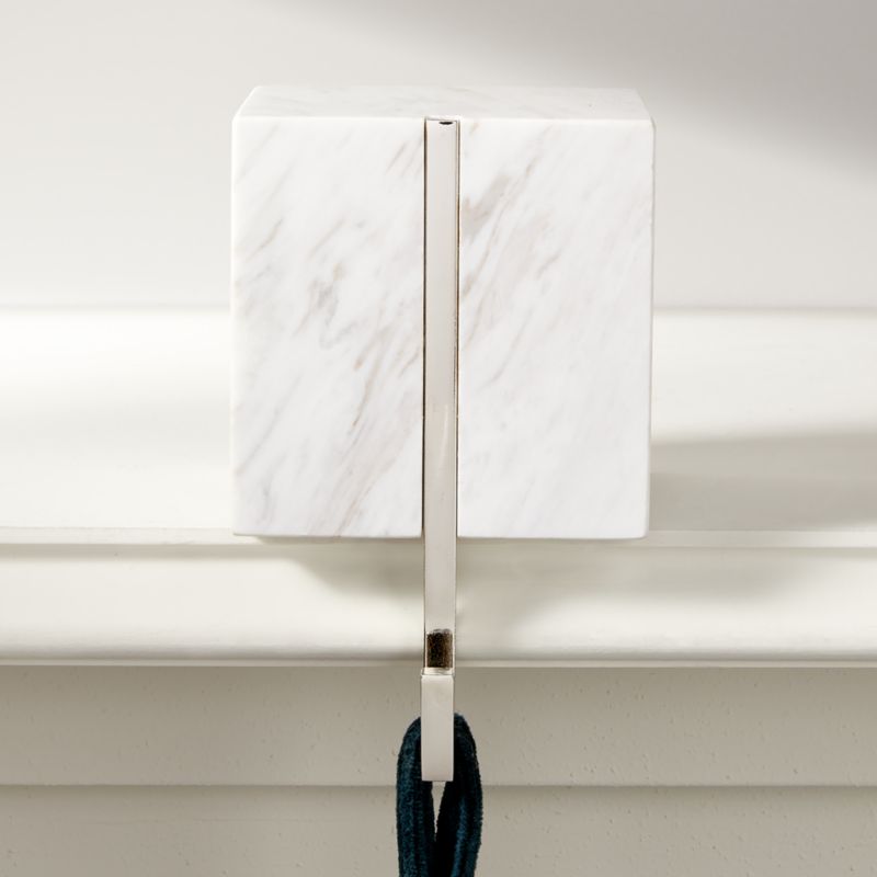 Tasha Square White Marble Christmas Stocking Holder - image 1 of 4