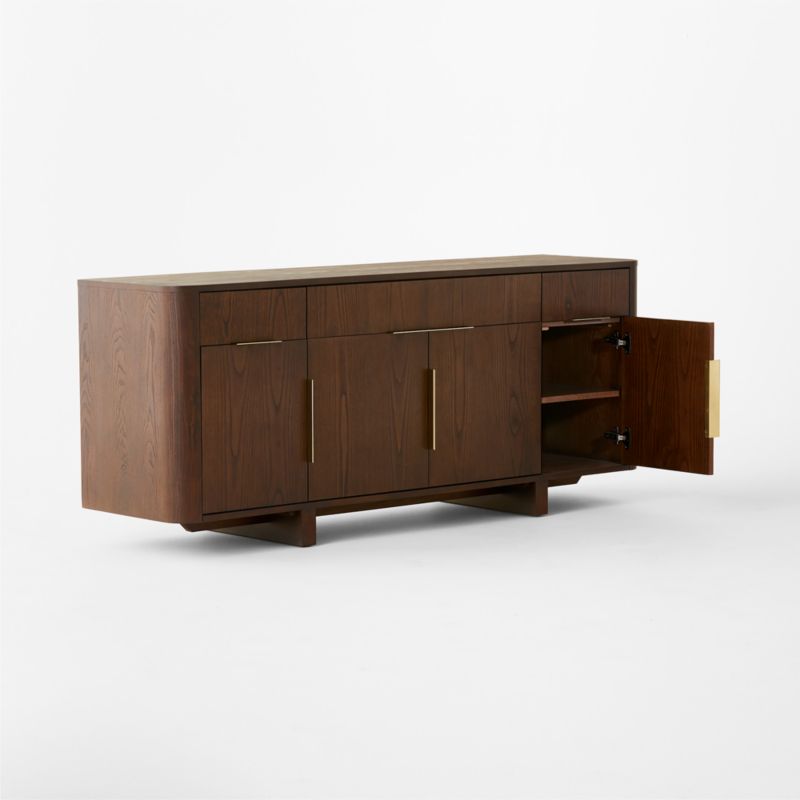 Tau 70" Brown Wood and Brass Credenza - image 7 of 10