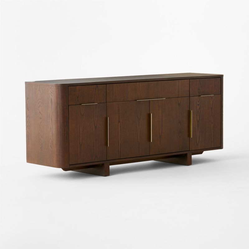 Tau 70" Brown Wood and Brass Credenza - image 6 of 10