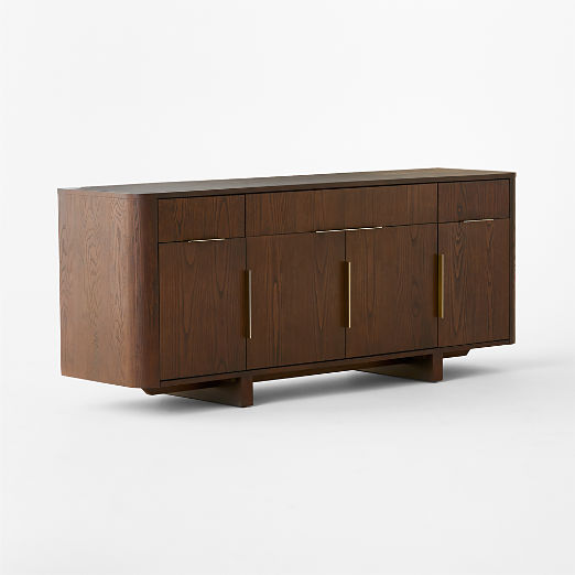 Tau 70" Brown Wood and Brass Credenza