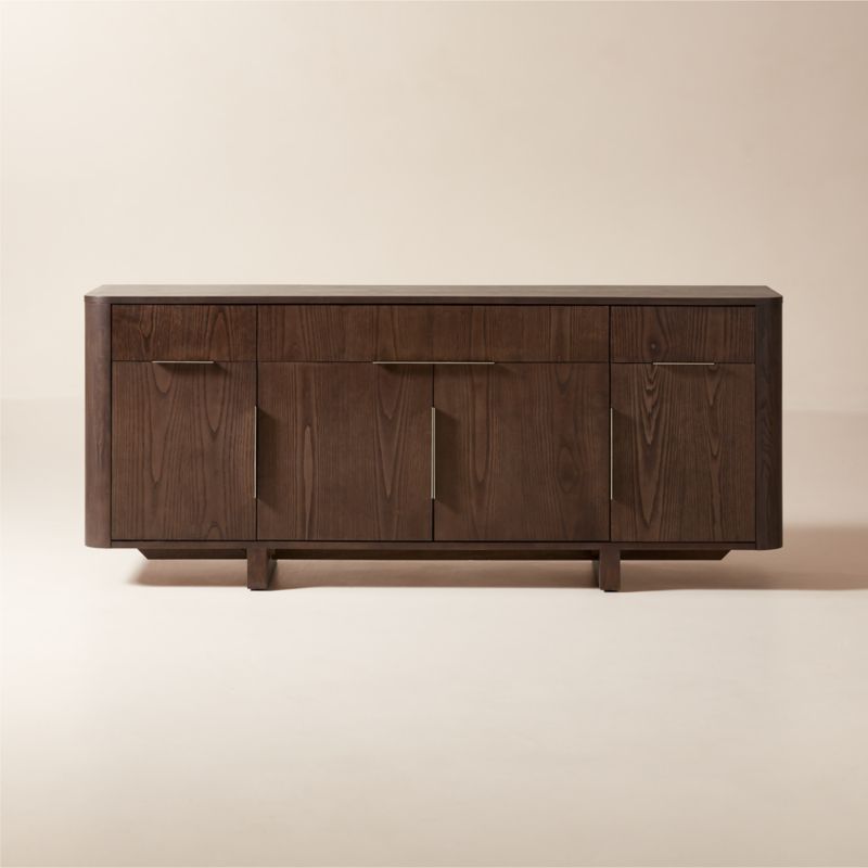 Tau 70" Brown Wood and Brass Credenza - image 0 of 10