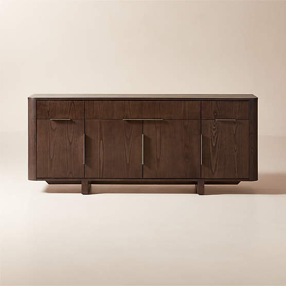 Tau 70" Brown Wood and Brass Credenza