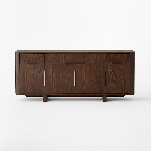 Tau 70" Brown Wood and Brass Credenza