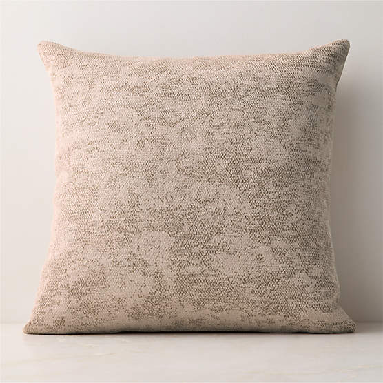 Tavi Light Mauve Embroidered Linen Throw Pillow with Down-Alternative Insert 23"x23"