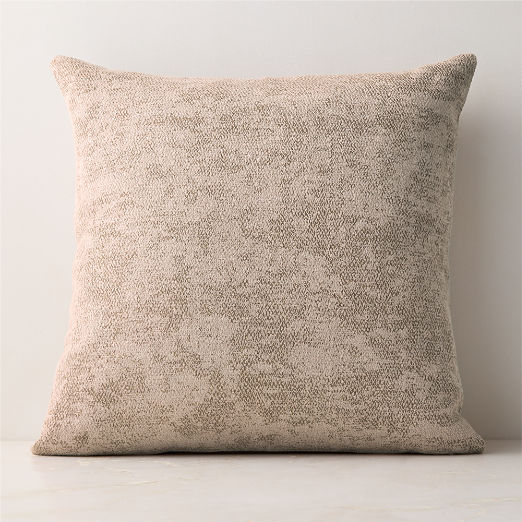 Tavi Light Mauve Embroidered Linen Throw Pillow with Feather-Down Insert 23"x23"