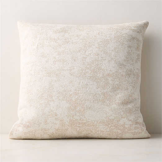 Tavi Warm White Embroidered Linen Throw Pillow with Down-Alternative Insert 23"x23"