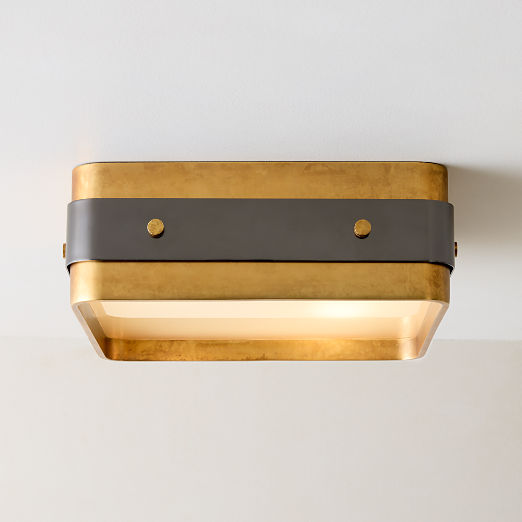 Tavish Indoor/Outdoor Aged Brass Flush Mount Light