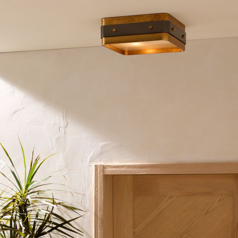 Tavish Indoor/Outdoor Aged Brass Flush Mount Light