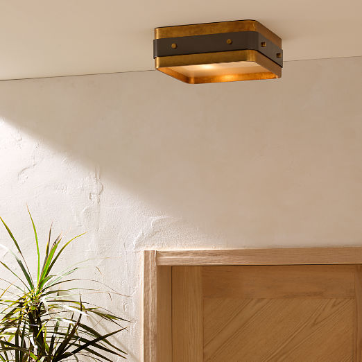 Tavish Indoor/Outdoor Aged Brass Flush Mount Light